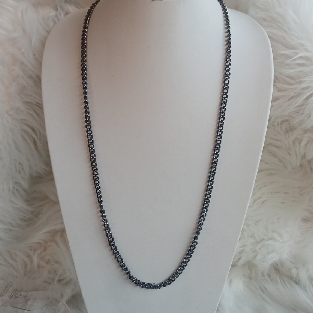 Paparazzi Metallic Black Chain Necklace Long